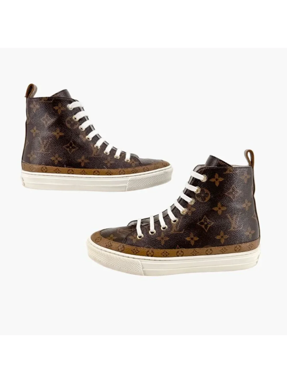 Louis Vuitton Stellar High Top Sneaker Boots Size 36.5 US 6.5 Brown LV Monogram